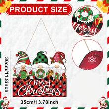 圣诞节圣诞快乐欢迎标志，乡村小矮人木质挂饰，圣诞节假期门廊庭院室内室外墙壁装饰 - 彩色 - 查看 2