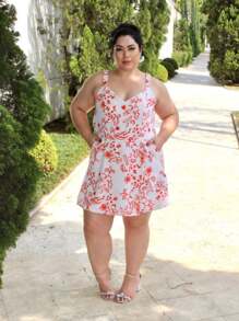 Women's Plus Size Jumpsuit Short Skirt With Printed Lining Summer - 顏色4 - 查看 4