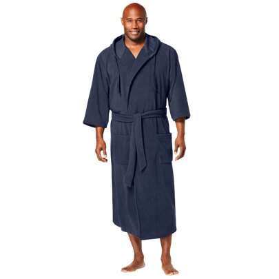 KingSize Men's Big  Tall Hooded Microfleece Maxi Robe With Front Pockets