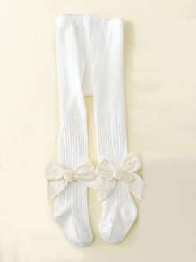 1pc Baby Girls Basic Bow Leggings, Cute & Comfortable For Everyday Wear, Suitable For Toddlers