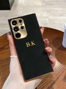 Ốp lưng điện thoại khắc tên cá nhân hóa tương thích với Samsung Galaxy S25 S24 S23 S22 Ultra S25 S24 S23 S22 Plus Ốp lưng mạ kim loại sang trọng Bảo vệ camera 3D DIY khắc chữ cái đầu tên Ốp lưng chống sốc tương thích với iPhone 17 16 15 14 13 12 11 Pro Max 17 Air - màu đen - Xem 3