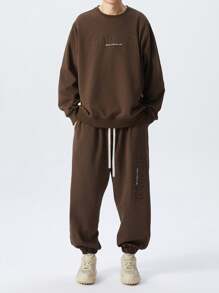 2pcs Plus Size Set - Plus Size Long Sleeve Hoodie And Casual Sweatpants