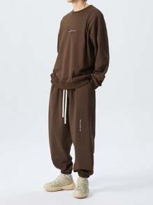 2pcs Plus Size Set - Plus Size Long Sleeve Hoodie And Casual Sweatpants