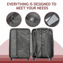 4 Piece Luggage Set, ABS Hard Shell Suitcase Luggage Sets Double Wheels With TSA Lock, Purple Orchid School Cruise Essentials For Dorm Room Dorm Essentials For College For School Travel Suitcase SuitcasesSuit Case Durable - 紅色 - 查看 4