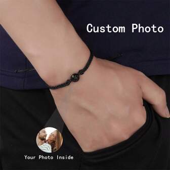 Braccialetti da uomo personalizzati con proiezione, braccialetti in acciaio inossidabile con proiezione personalizzata, braccialetti intrecciati con foto, regali commemorativi, nuovo splendore per l'anno