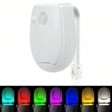 CanLing ضوء المرحاض LED RGB مع مستشعر حركة PIR مقاوم للماء IP65 بأوضاع وميض متعددة، إضاءة ملونة معلقة على غطاء المرحاض، إضاءة خلفية صغيرة، مصباح ليلي يعمل بالبطارية، إضاءة متغيرة الألوان لتغيير الأجواء في دورة المياه والحمام، هدية فريدة ومبتكرة لديكور المنزل
