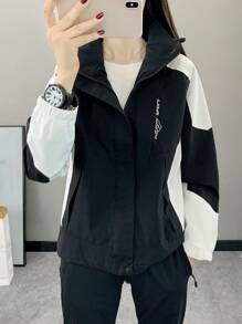 Patchwork Color Blocking Women Spring Autumn Outdoor Windbreaker Waterproof Quick Dry Sports Jacket