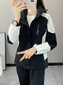 Patchwork Color Blocking Women Spring Autumn Outdoor Windbreaker Waterproof Quick Dry Sports Jacket