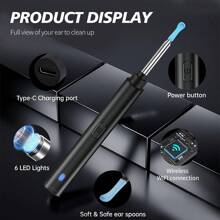 Ear Wax Removal Tool Camera, Ear Cleaner With Light And Camera Ear Wax Cleaner With 8pcs Ear Set Earwax Removal Kit Compatible Suitable For Cell Phones And Tablets