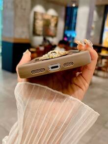 Ốp lưng điện thoại Animal Apple 14 Pro Max/13 Pro/12/11/iPhone 16 Series có đầu sư tử đính đá thủ công, họa tiết da báo, dây đeo có thể tháo rời, ốp lưng bảo vệ bằng silicon mềm dành cho nữ - Nhiều màu - Xem 3