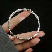 1 件女士扭纹细节手镯结构分层袖口手镯 - 銀色 - 查看 5