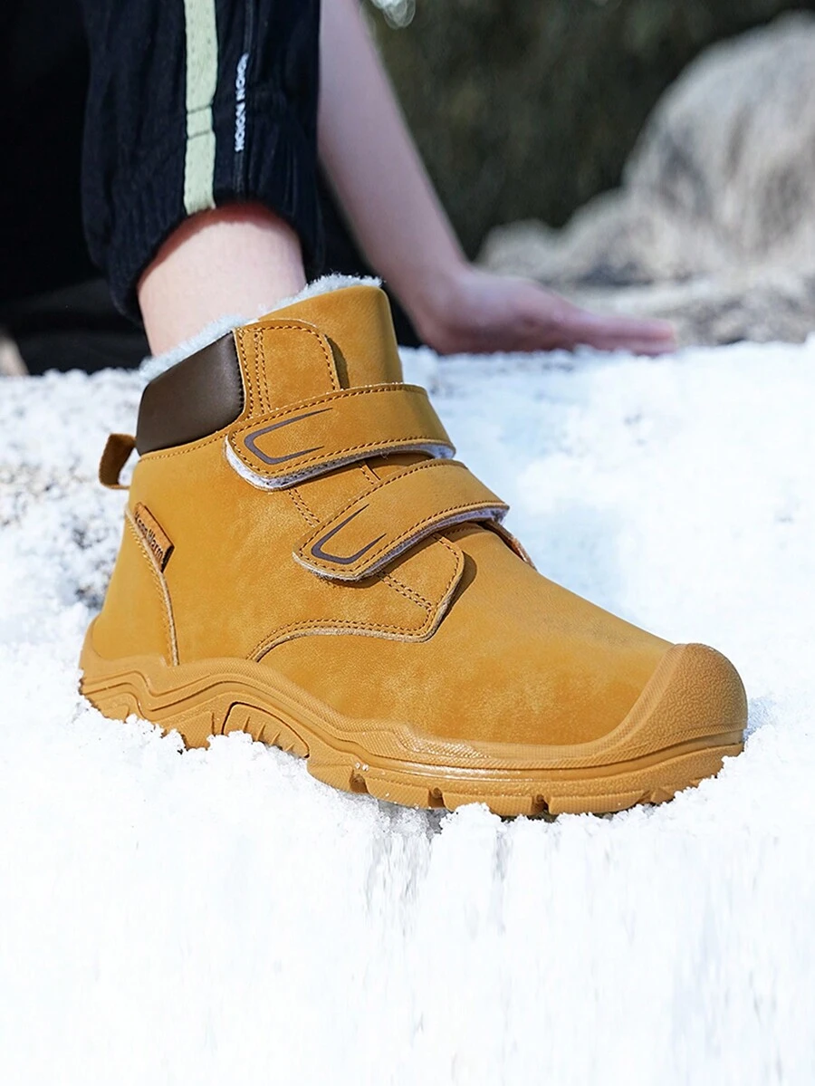 1 Đôi Giày Đi Bộ Đường Dài Ngoài Trời Ấm Áp Cho Bé Trai Bé Gái Giày Tuyết Ấm Áp Cao Cổ Giày Mùa Đông Dày Thoải Mái - Màu vàng - Xem 1