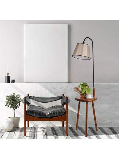 Well Home Vloer Lamp Beige Conical Shade Wood, Walnut, Victoria Collection, 30x30x160, 27 Socket Max 60 W. Free Shipping In 24/48h view 3