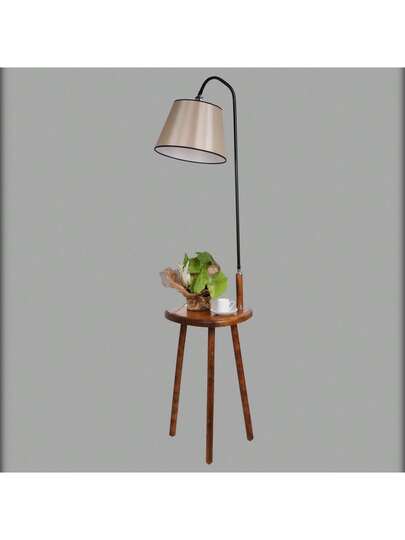 Well Home Vloer Lamp Beige Conical Shade Wood, Walnut, Victoria Collection, 30x30x160, 27 Socket Max 60 W. Free Shipping In 24/48h view 2