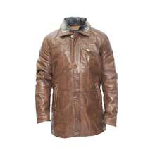 Mens Leather Trench Coat-Aleppo - 譚 - 查看 2