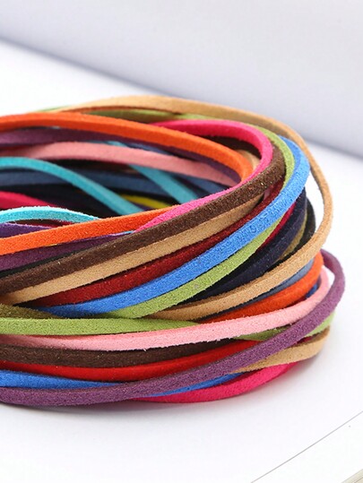 beadia 4/90M 3mm Flat Korean Velvet Thread Faux Suede Leather Cord Rope Thread, Used For DIY Valentine's Day Gift Packaging, Handmade Headbands, Christmas Wedding Party Decoration, Jewelry Making Handmade Braided String