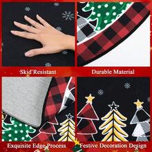 HEBE Washable 4Ft Round Christmas Area Rug Non Slip Farmhouse Round Rug For Living Room Washable Soft Circle Rugs For Bedroom Christmas Round Floor Carpet For Dining Room Xmas Holiday Decor - 黑色 - 查看 4