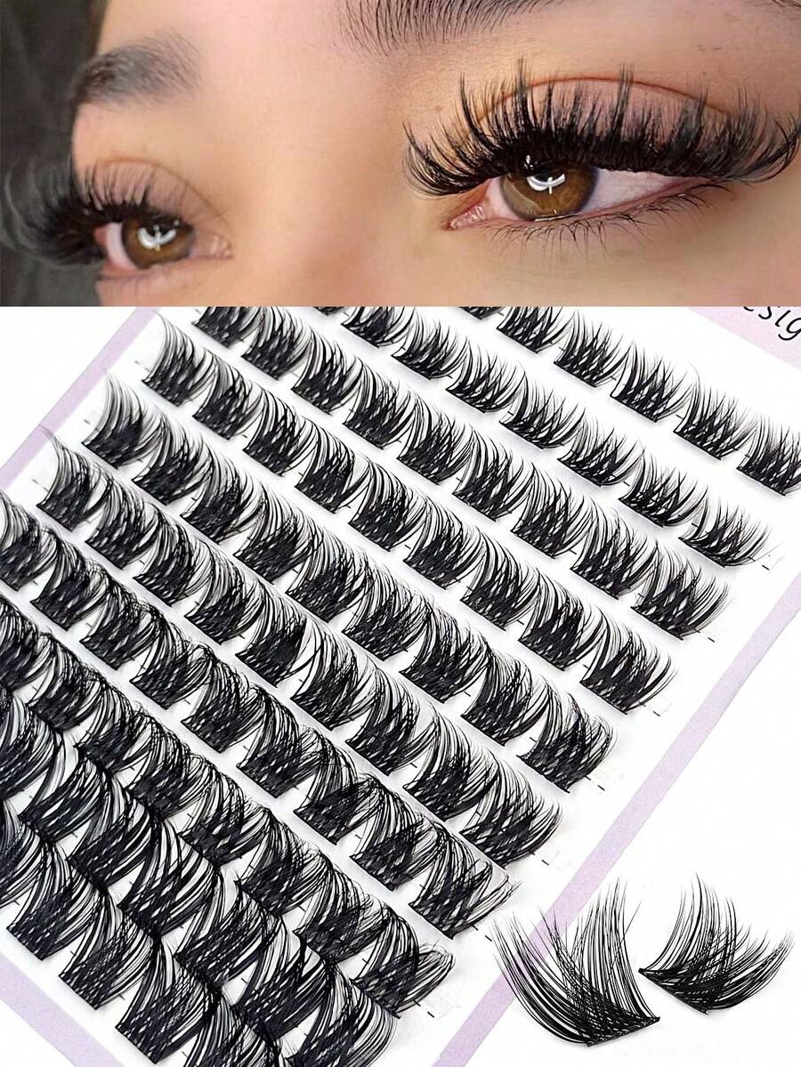 Asiteo 90 件 D 卷曲单根睫毛 8-16 毫米混合尺寸纤细交叉 D 卷曲簇睫毛自然外观漫画 DIY 睫毛延长 - D - 查看 1