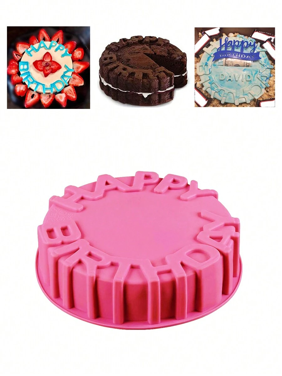 1Pc Round Birthday Letter Cake Silicone Mold 3D Mousse Handmade Cake