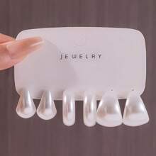 6-18pcs/Set New Arrival Exaggerated C-Shape Water Drop Faux Pearl Earring Combination Set, European And American Style - CCB - View 8