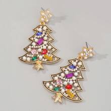Mydear 1 Cặp bông tai mặt dây chuyền cây thông Noel đính đá pha lê Giáng sinh, thích hợp cho phụ nữ mặc trong tiệc lễ - màu sắc - Xem 4