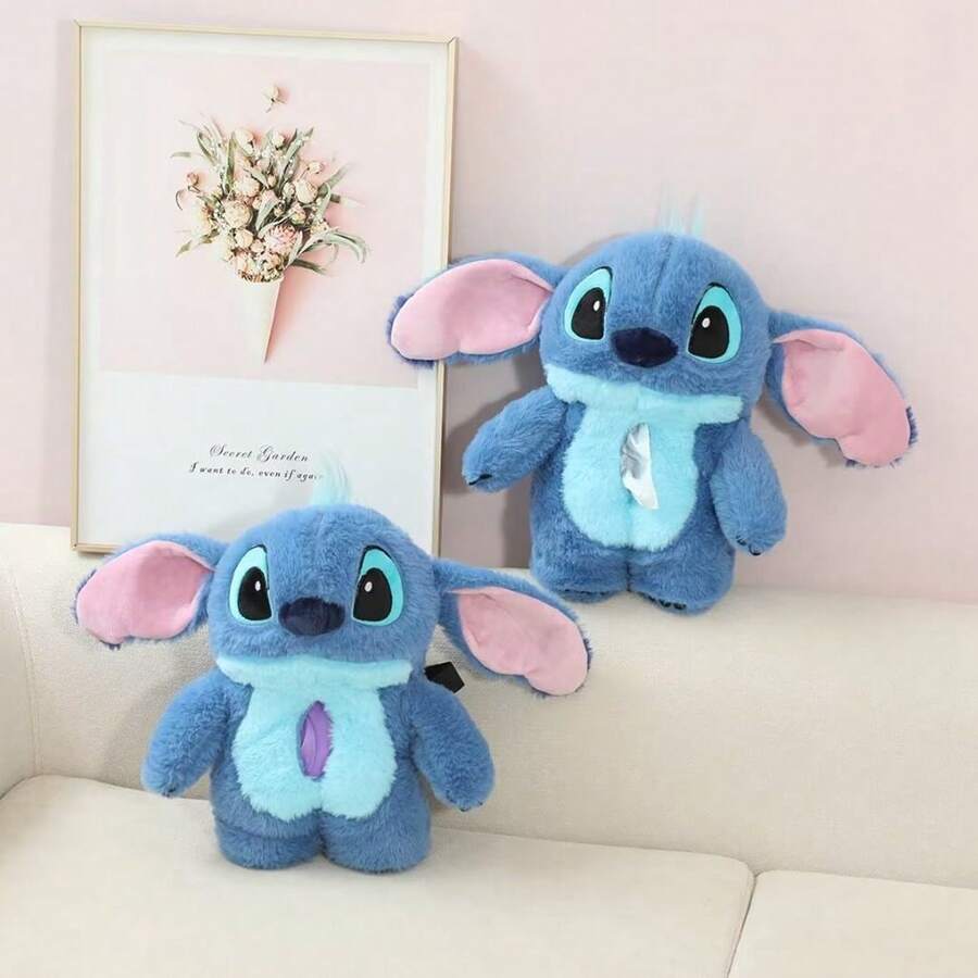 Disney Stitch Cartoon Car Hanging Plush Tissue Box Cover, Home Fabric