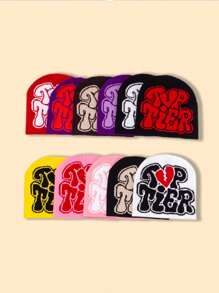 1pc Women/Men TOP TIER Intarsia Knit Beanie Hat, Warm & Fashionable Y2K Style, Suitable For Everyday Wear, Autumn/Winter Valentine's Day