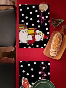 1pc Personalized Christmas-Themed PVC Heat-Resistant Placemat, Creative Santa Claus, Christmas Tree, Snowman Pattern DIY Name Rectangle Dining Mat, Waterproof Oil-Proof Heat-Resistant, Washable Tablecloth, Custom Placemats - A Holiday Gift For Friends, Family, Classmates, Housewarming Presents, Christmas Decor - Multicolor - View 5