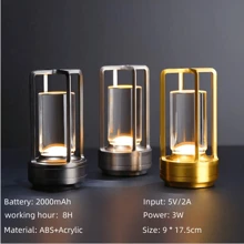 Đèn LED cảm ứng ba màu có thể sạc lại qua USB, đèn chiếu sáng trang trí xung quanh cho phòng khách, phòng ngủ, nhà hàng, quầy bar - Đèn bàn nghệ thuật hiện đại có - Một cỡ - Xem 7