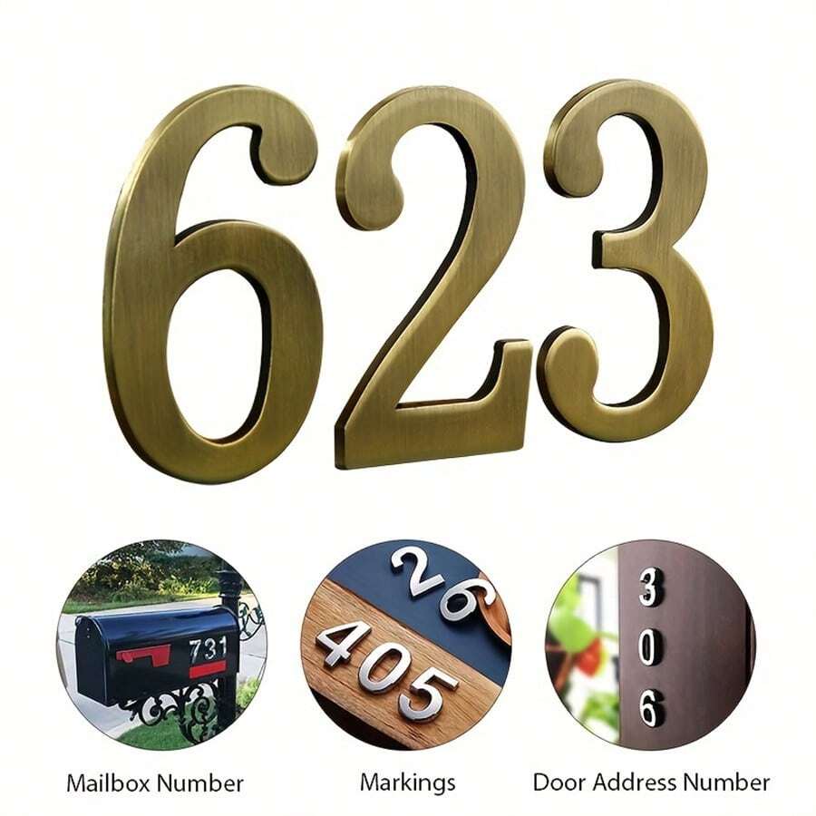2.75 英寸和 2 英寸 0-9 青铜/银色金属自粘邮箱号码、地址号码，适用于公寓、房屋、房间、办公室、汽车、卡车、青铜镀层数字标志