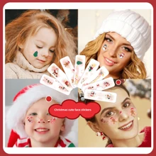 Christmas Face Temporary Tattoos, 11 Christmas Fake Blush Stickers, Kids Christmas Cute Makeup Stickers Cartoon Sweetheart Girls Temporary Tattoo Stickers