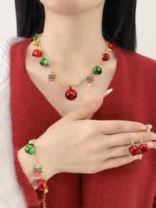 1pc (Chất liệu) Bộ sưu tập Giáng sinh Mặt dây chuyền ông già Noel nai sừng tấm mới Dây chuyền nhiều lớp - Nhiều màu - Xem 4