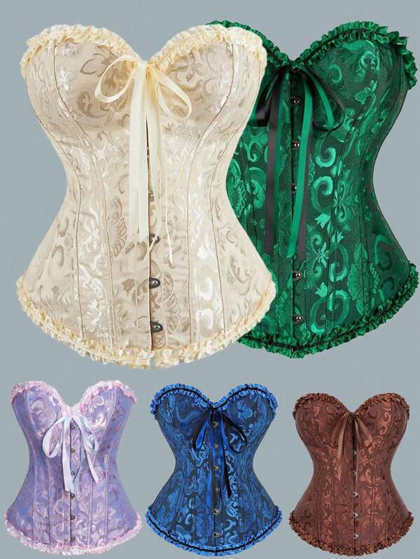 Corpete estilo palácio com desossamento para modelar a cintura e levantar o busto, top modelador jacquard sexy, adequado para usar com um vestido, top de natal
