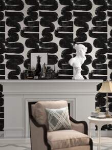 1buc, Peel & Stick Imprimat cu artă europeană Frunze de ginkgo alb-negru, gresie și hârtie de perete, decorațiuni pentru interior pentru renovarea mobilierului, detașabil, autoadeziv, impermeabil, anti-alunecare, rezistent la uzură, hârtie de vinil pentru raft și rolă de căptușeală pentru sertar pentru uz casnic, autocolante pentru renovare. Panouri de perete, hârtie de perete, tapete, articole de decorare de primăvară împrospătează-ți casa, autocolante de decor Rama