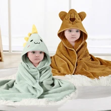 2 pièces Serviette de bain bébé, couverture à capuche visage animal unisexe pour bébé, pèlerine bébé design animal unique super douce, peignoirs de bain nouveau-nés pour toutes les saisons, serviettes de bain en polaire de dessin animé pour tout-petits