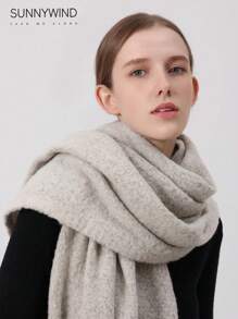 1 pieza Bufanda de punto suave de color gris sólido, adecuada como accesorio de abrigo y atuendo diario para mujer