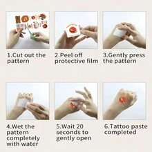 10 件/包创意 DIY 感恩节火鸡、南瓜、鼓槌涂鸦混合防水临时纹身，适合女性、男性，3D 卡通纹身贴纸，非常适合感恩节、新年派对礼物、节日派对装饰礼品套装 - 彩色 - 查看 8