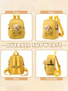 1pc Can Customize Personalized Embroidery Name Backpack, Fashionable And Versatile Bear Doll Backpack, Personalized Cute Shoulder Bag, Multi-Functional Foldable Large Capacity Storage Bag, Suitable For Work, Shopping, Outing, Picnic, Vacation, Beach Play, As A Gift For Family, Friends, Sisters, Brothers, And Girlfriends. - Multicolor - View 4