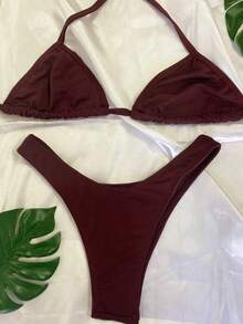 WOMEN'S BEACHWEAR SET STRIPED BIKINI - Marsala - Xem 4