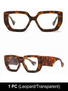 女士眼镜 男士时尚电脑游戏阅读粗方形框架眼镜 - 無色 - 查看 9