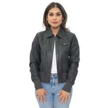 Womens Leather MA-1 Varsity Jacket-Ann Arbor - 譚 - 查看 2