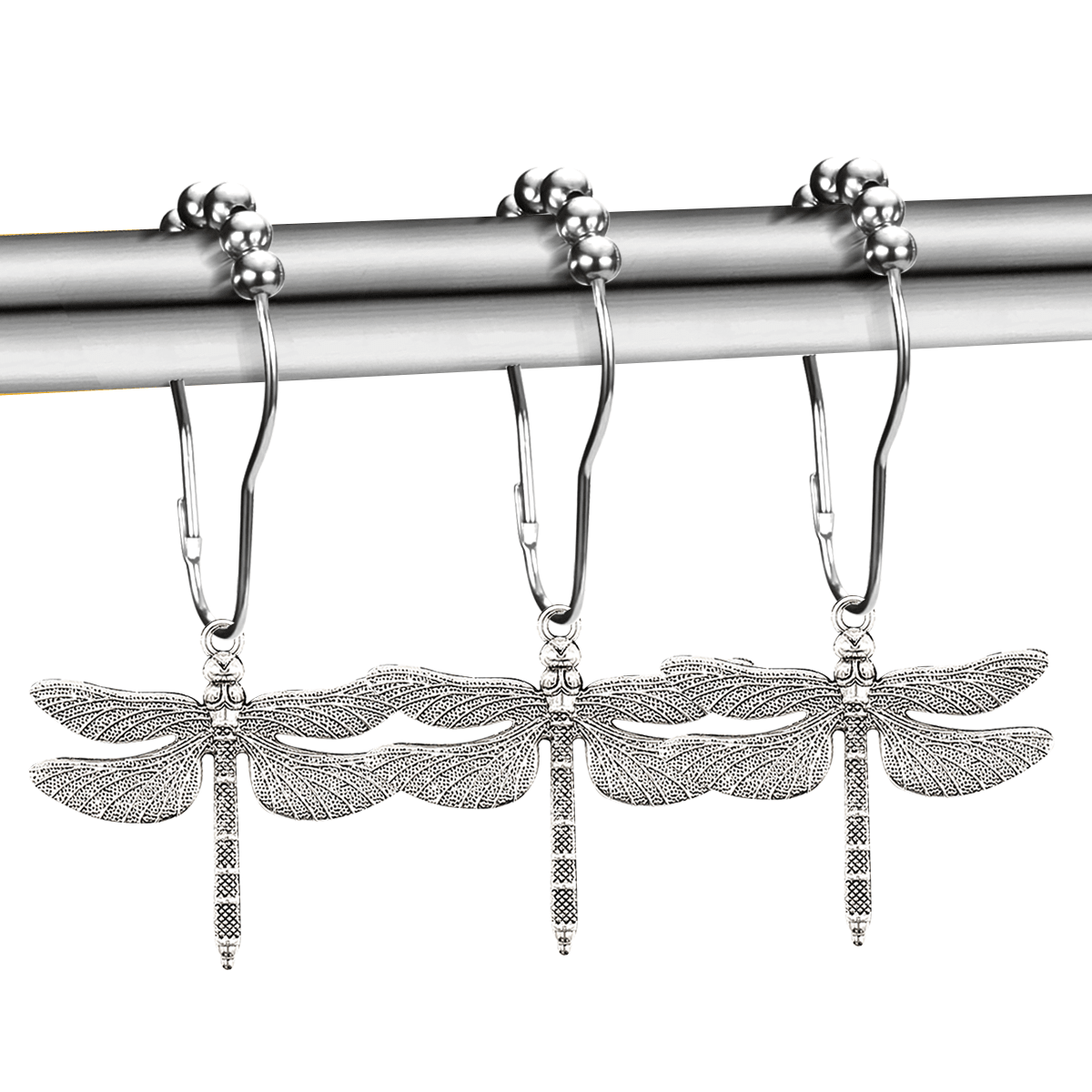 12 Pcs Icon Dragonfly Decorative Shower Curtain Hook Rings Heavy Type Stainless Steel Metal Shower Curtain Hook Multifunction Suitable For Bedroom, Bathroom, Living Room Window Accessories
