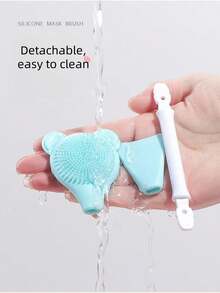 可爱熊双头面膜勺，面膜清洁按摩刷。适用于涂抹泥面膜，可拆卸易清洗，柔软硅胶刷头 - 彩色 - 查看 8