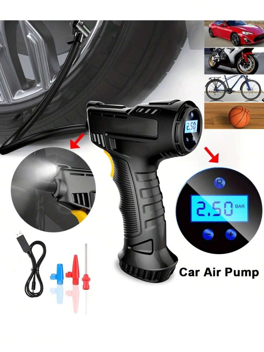 Tyre Inflation Pump Portable Handheld 12V Air Compressor Digital