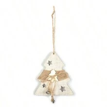 1pc Wooden Christmas Tree Ornament With Five-Pointed Star, Reindeer, Mitten And Sock Decorations, Christmas Decor