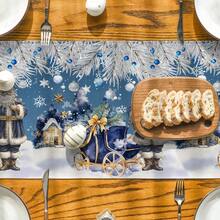 1/4 件圣诞圣诞老人汽车花卉图案桌旗餐垫套装，圣诞气氛节日桌布织物装饰，圣诞装饰，礼物，适合室内外庆祝活动，季节性派对用品，厨房餐桌装饰，派对餐桌装饰，居家房间装饰 - 彩色 - 查看 4