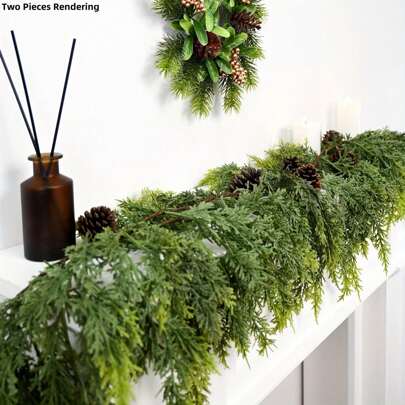5.9 FT Christmas Garland Decorations - Faux Cedar Garland Artificial Realistic Christmas Pine Garland For Mantle Table Front Door Indoor Outdoor Holiday Christmas Decor Realistic Green Vine For Dining Tabletops Fireplace Mantle & Events Window Thanksgiving Xmas 2025 New Year Decorations Party Decor Home Decor Christmas Decorations Room Decor