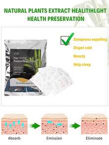 10 件装深层清洁草药足贴，含生姜油和竹炭，用于足部护理，天然成分，改善睡眠质量，缓解足部疼痛，暖足贴日常护理贴，缓解压力足霜，健康，传统中药 - 白色 - 查看 4