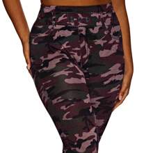 Calça Legging Fake Imita Jeans Feminino - Multicolorido - Visão 1