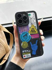 贴纸标语精准孔边款式彩绘防摔手机壳兼容 Iphone 14 Pro Max/13/11/12/XR/7/8、Redmi 系列 - 彩色 - 查看 4